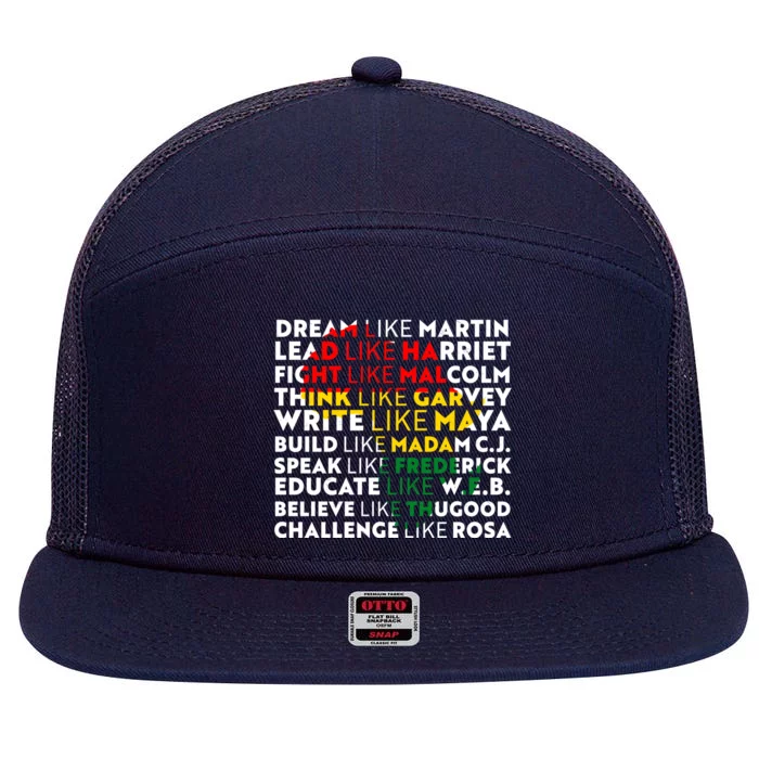 African American Black History Historical Figures 7 Panel Mesh Trucker Snapback Hat