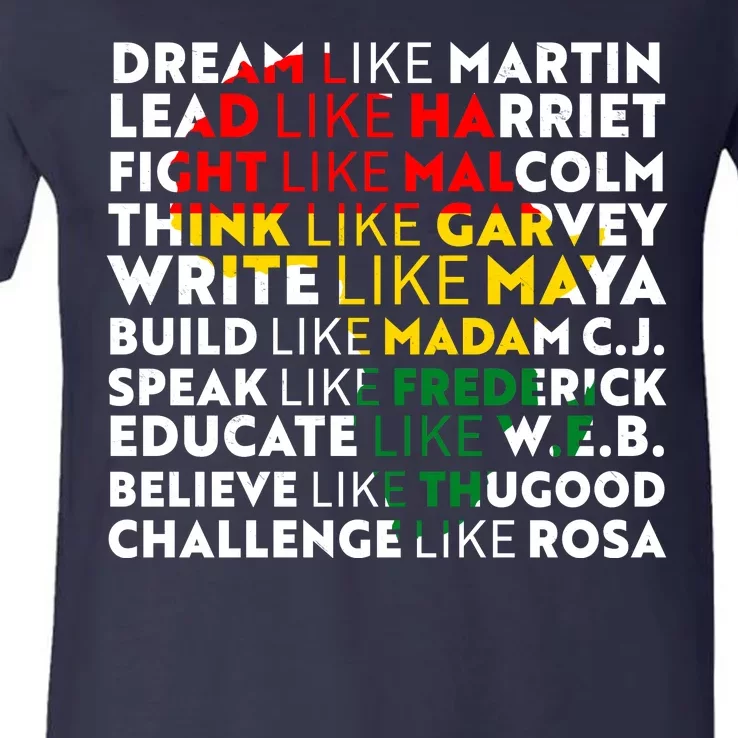 African American Black History Historical Figures V-Neck T-Shirt