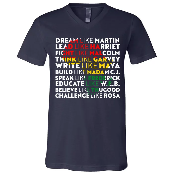 African American Black History Historical Figures V-Neck T-Shirt