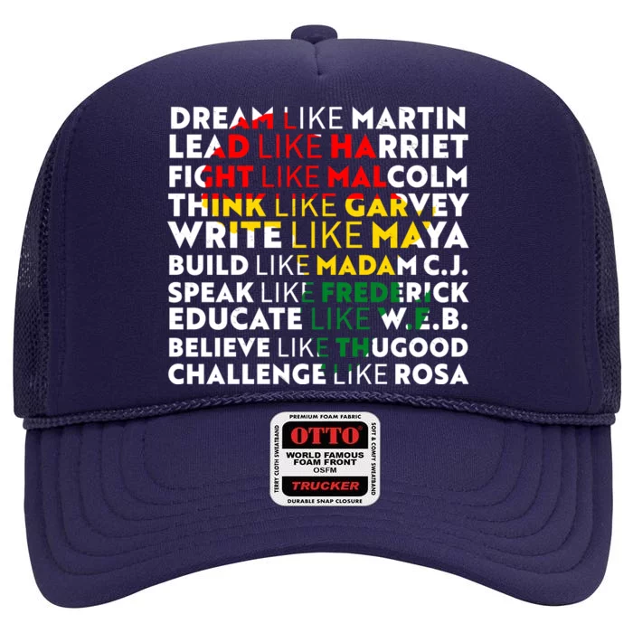 African American Black History Historical Figures High Crown Mesh Trucker Hat