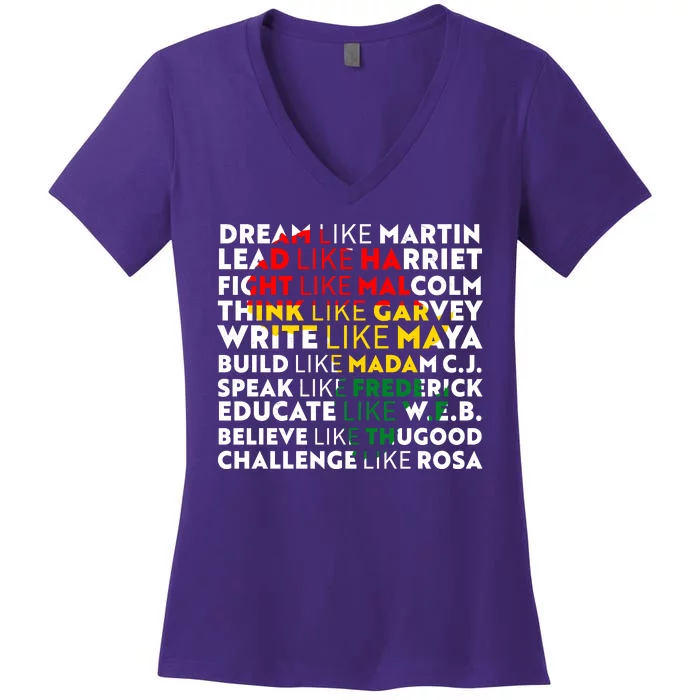 African American Black History Historical Figures Women's V-Neck T-Shirt