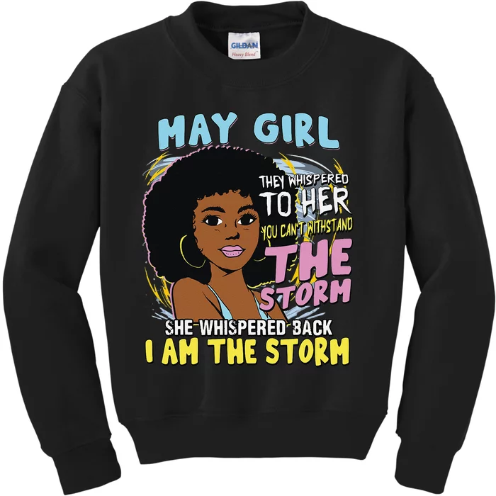 African American birthday queen Afro American birthday May Kids Sweatshirt