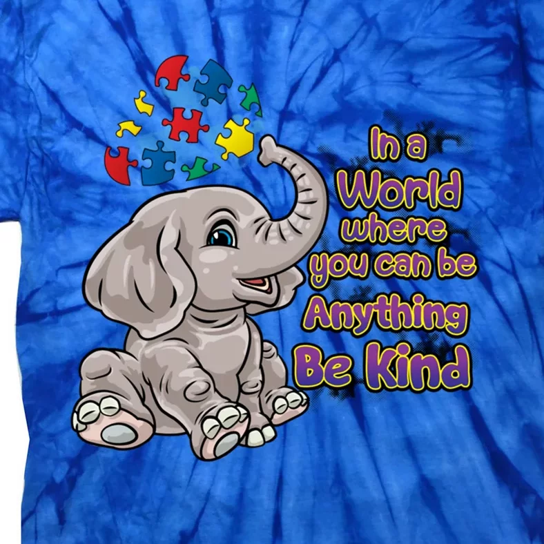 Autism Awareness Be Kind Elephant Puzzle Teacher Mom Funny Gift Tie-Dye T-Shirt