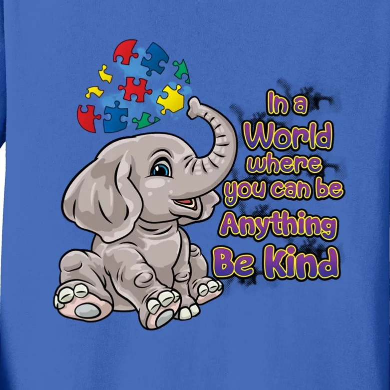 Autism Awareness Be Kind Elephant Puzzle Teacher Mom Funny Gift Kids Long Sleeve Shirt