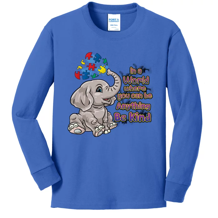 Autism Awareness Be Kind Elephant Puzzle Teacher Mom Funny Gift Kids Long Sleeve Shirt