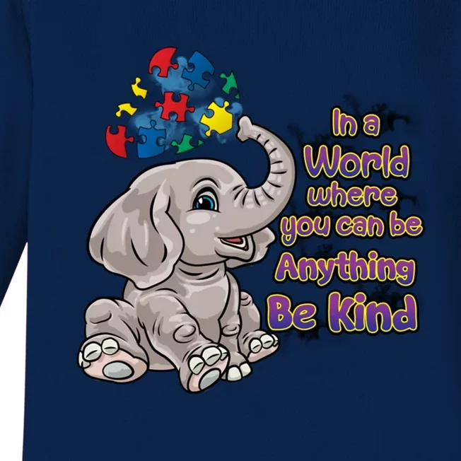 Autism Awareness Be Kind Elephant Puzzle Teacher Mom Funny Gift Baby Long Sleeve Bodysuit