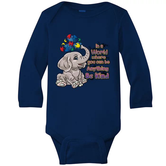 Autism Awareness Be Kind Elephant Puzzle Teacher Mom Funny Gift Baby Long Sleeve Bodysuit