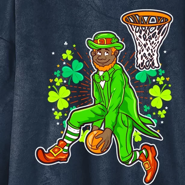 African American Black Leprechaun Basketball St Patricks Day Gift Hooded Wearable Blanket