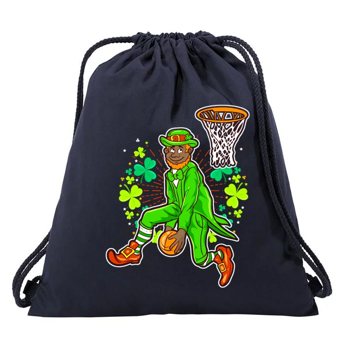 African American Black Leprechaun Basketball St Patricks Day Gift Drawstring Bag