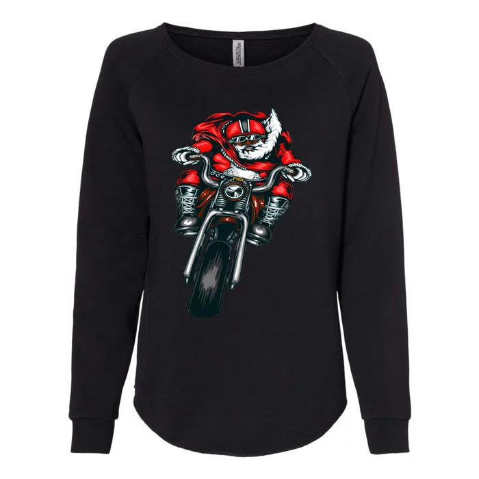 African American Black Biker Santa Claus Christmas Gift Womens California Wash Sweatshirt