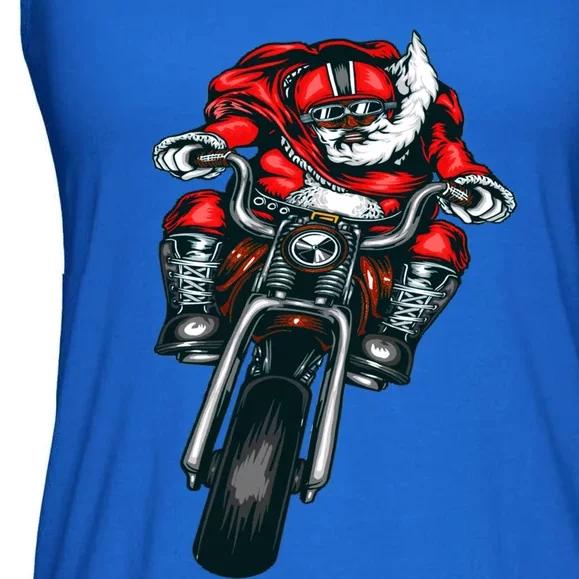 African American Black Biker Santa Claus Christmas Gift Ladies Essential Flowy Tank