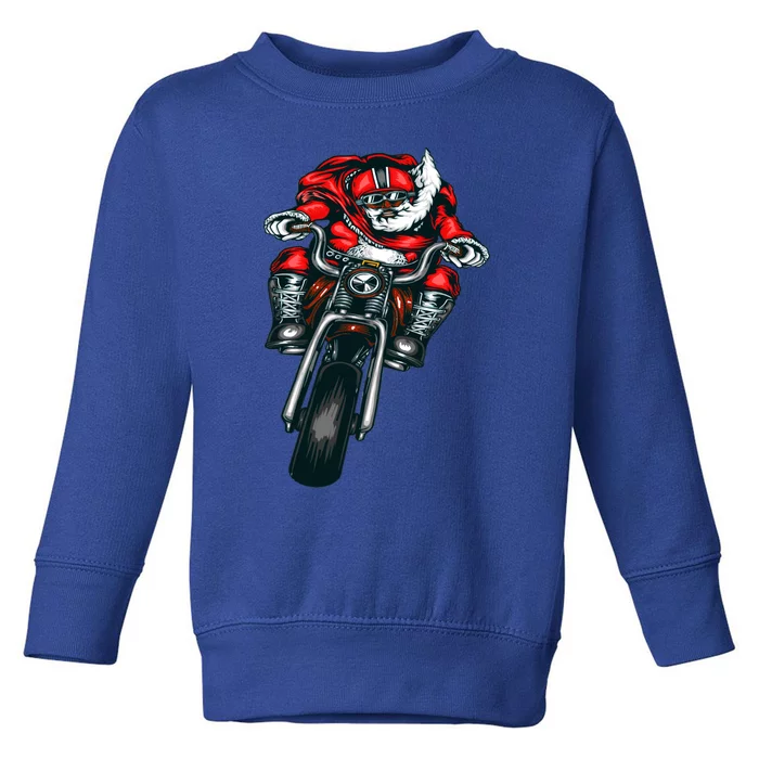 African American Black Biker Santa Claus Christmas Gift Toddler Sweatshirt