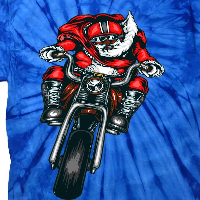 African American Black Biker Santa Claus Christmas Gift Tie-Dye T-Shirt