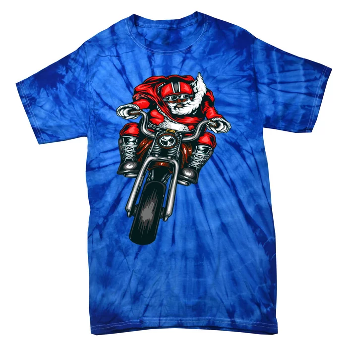 African American Black Biker Santa Claus Christmas Gift Tie-Dye T-Shirt