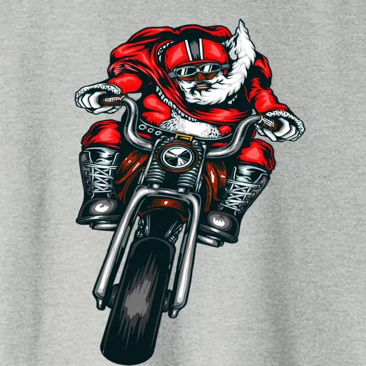 African American Black Biker Santa Claus Christmas Gift Women's Crop Top Tee