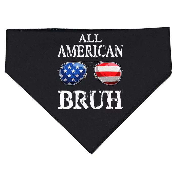 All American Bruh 4th Of July Boy Patriotic Teens USA-Made Doggie Bandana