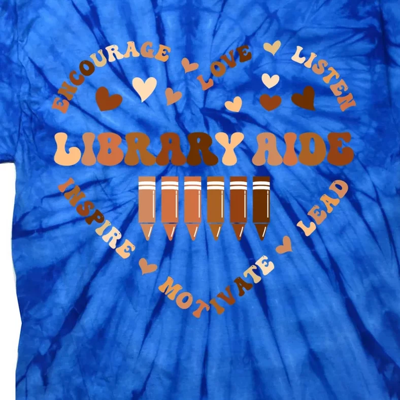 Afro African Black History Month Library Aide School Heart Gift Tie-Dye T-Shirt