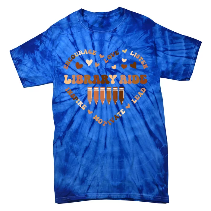 Afro African Black History Month Library Aide School Heart Gift Tie-Dye T-Shirt