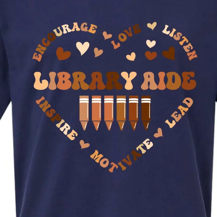 Afro African Black History Month Library Aide School Heart Gift Sueded Cloud Jersey T-Shirt