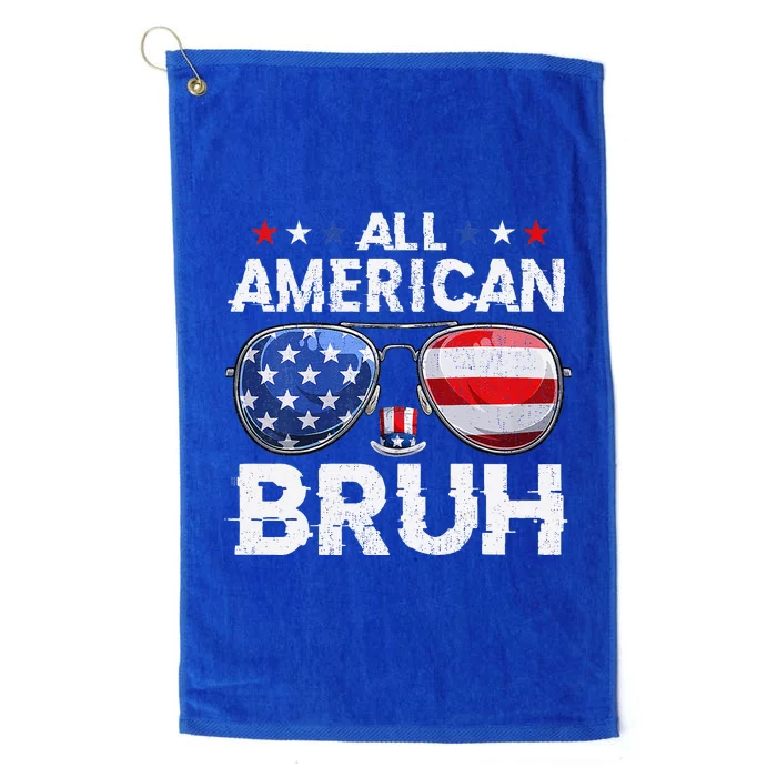 All American Bruh 4th Of July Patriotic Teens Platinum Collection Golf Towel