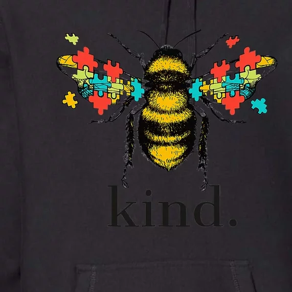 Autism Awareness Bee Kind Puzzle Pieces Premium Hoodie