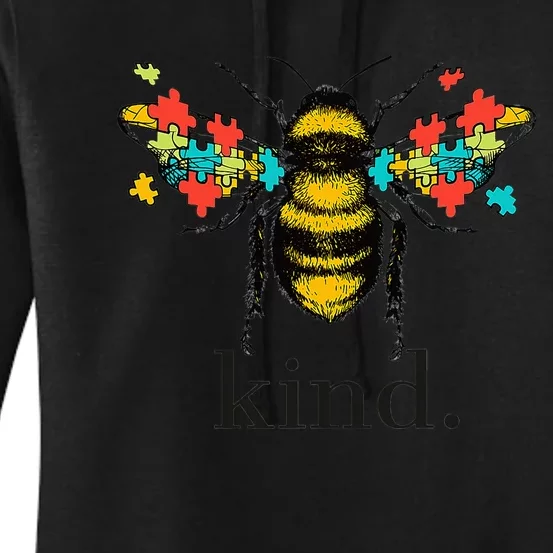 Autism Awareness Bee Kind Puzzle Pieces Women's Pullover Hoodie