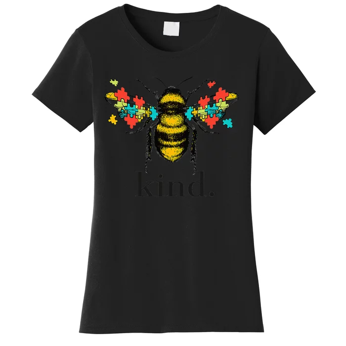 Autism Awareness Bee Kind Puzzle Pieces Women's T-Shirt