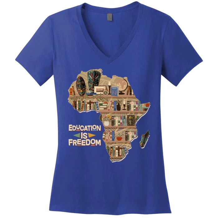 African American Black History Education Is Freedom Women's V-Neck T-Shirt