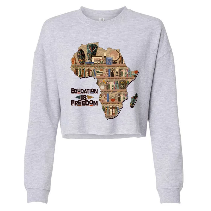 African American Black History Education Is Freedom Cropped Pullover Crew