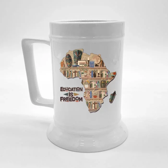 African American Black History Education Is Freedom Front & Back Beer Stein