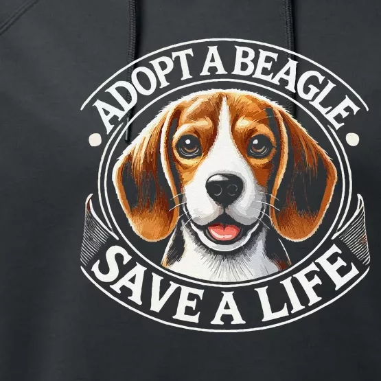 Adopt A Beagle Save A Life Advocating Adoption Performance Fleece Hoodie