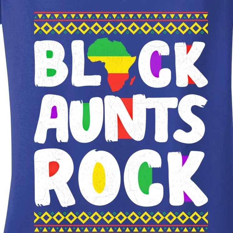 African American Black Aunts Rock Juneteenth Cute Gift Women's V-Neck T-Shirt