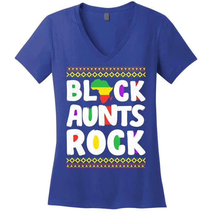 African American Black Aunts Rock Juneteenth Cute Gift Women's V-Neck T-Shirt