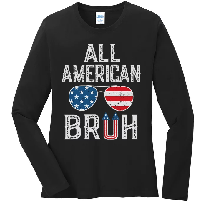 All American Bruh 4th Of July Boy Patriotic Ladies Long Sleeve Shirt