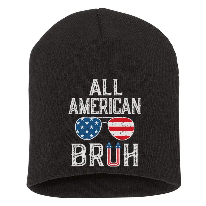 All American Bruh 4th Of July Boy Patriotic Short Acrylic Beanie