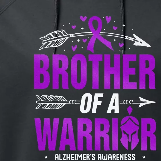 AlzheimerS Awareness Brother Of A Warrior Purple Ribbon Performance Fleece Hoodie