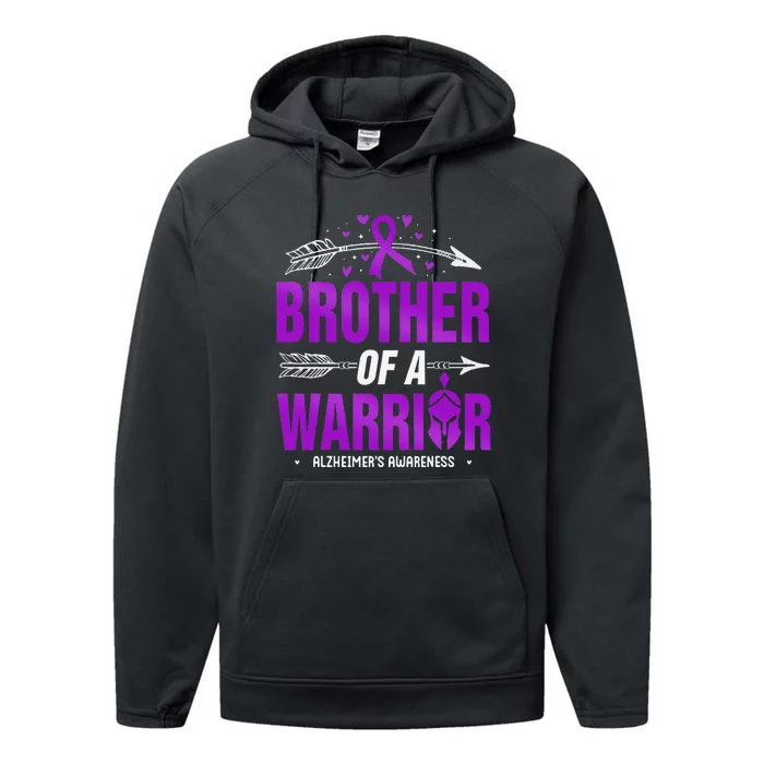 AlzheimerS Awareness Brother Of A Warrior Purple Ribbon Performance Fleece Hoodie