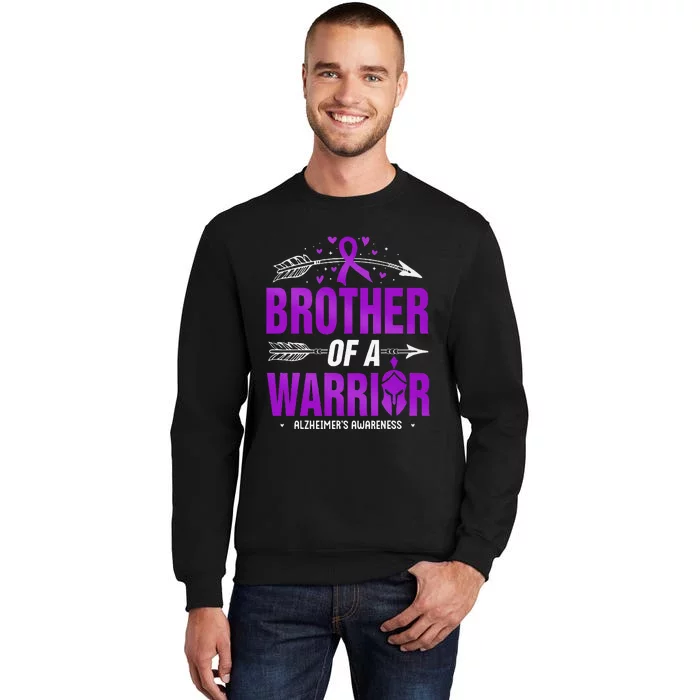 AlzheimerS Awareness Brother Of A Warrior Purple Ribbon Tall Sweatshirt