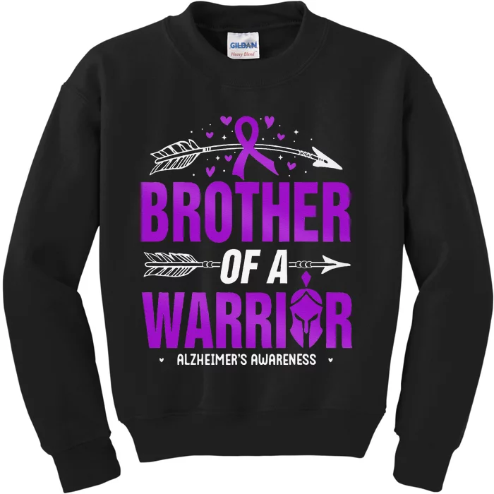 AlzheimerS Awareness Brother Of A Warrior Purple Ribbon Kids Sweatshirt