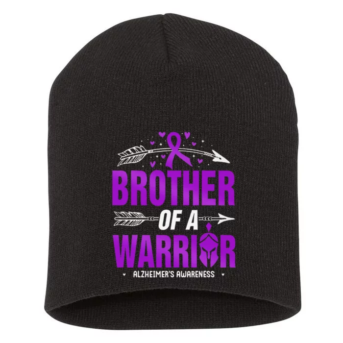 AlzheimerS Awareness Brother Of A Warrior Purple Ribbon Short Acrylic Beanie