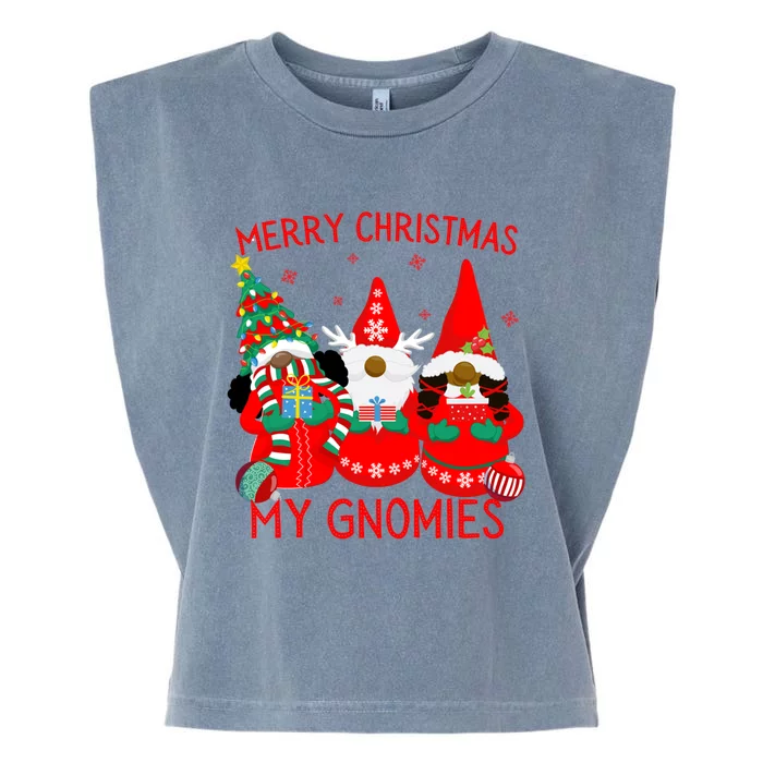 African American Black Gnomes Merry Christmas My Gnomies Gift Garment-Dyed Women's Muscle Tee