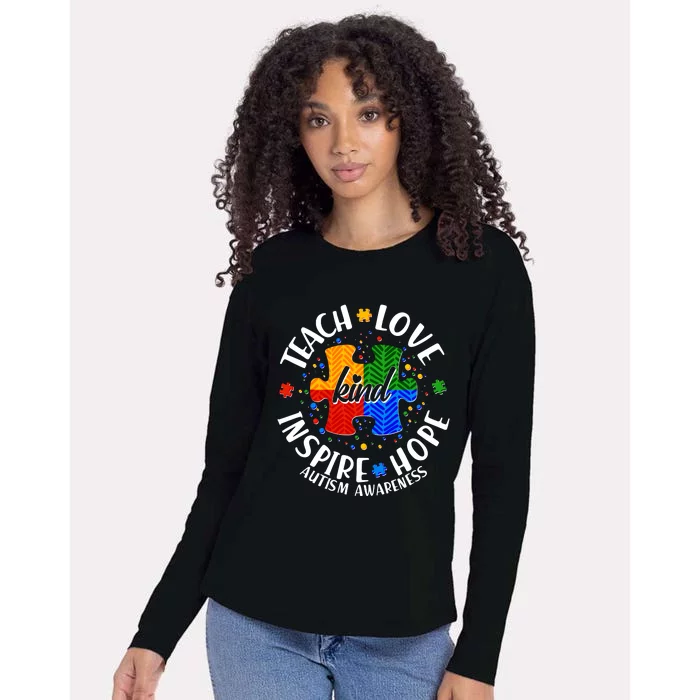 Autism Awareness Be Kind Teach Love Inspire Hope Womens Cotton Relaxed Long Sleeve T-Shirt