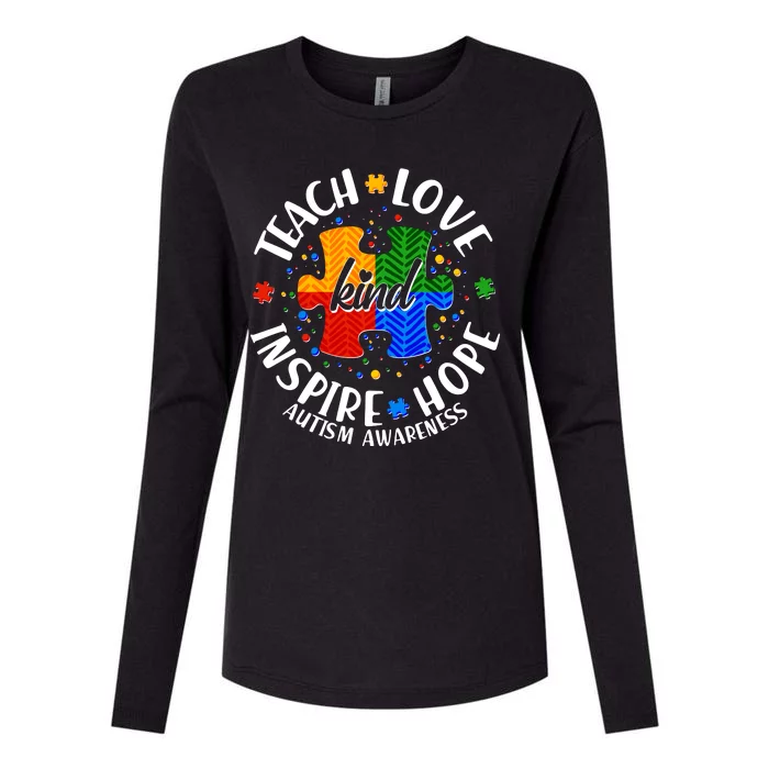 Autism Awareness Be Kind Teach Love Inspire Hope Womens Cotton Relaxed Long Sleeve T-Shirt