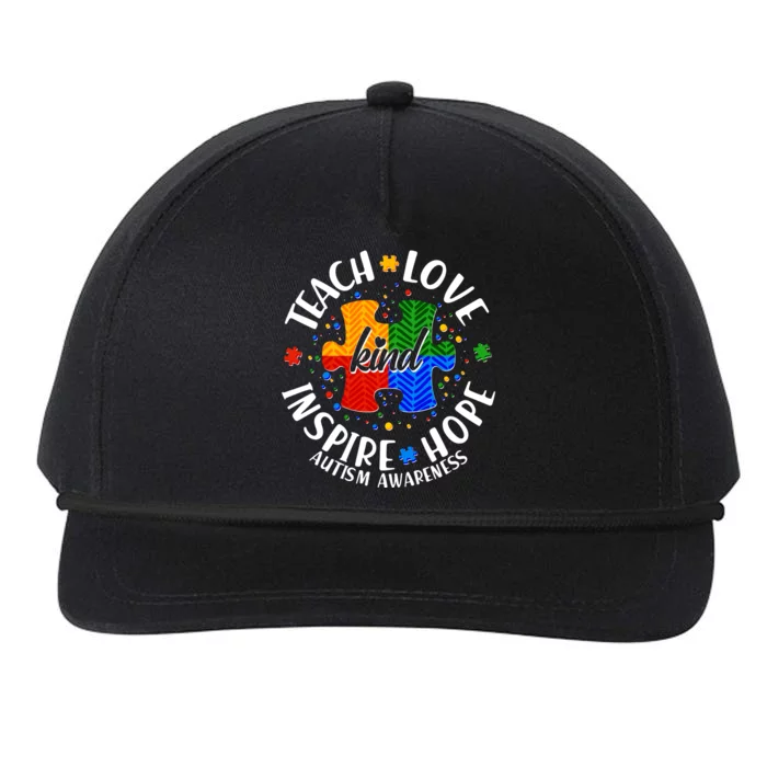 Autism Awareness Be Kind Teach Love Inspire Hope Snapback Five-Panel Rope Hat