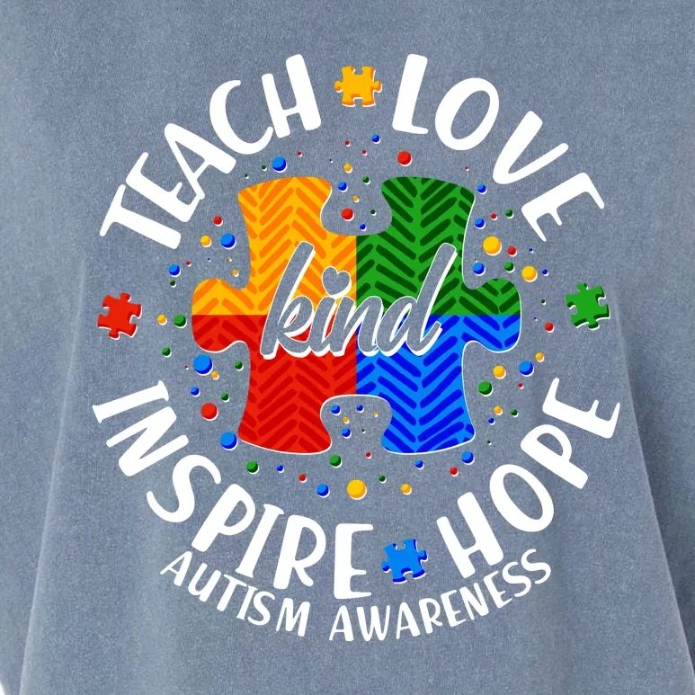 Autism Awareness Be Kind Teach Love Inspire Hope Garment-Dyed Women's Muscle Tee