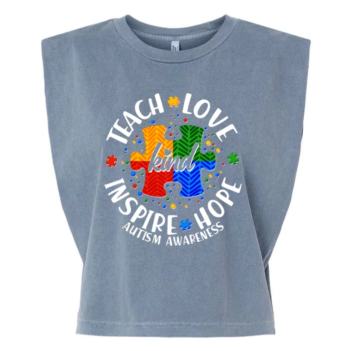 Autism Awareness Be Kind Teach Love Inspire Hope Garment-Dyed Women's Muscle Tee