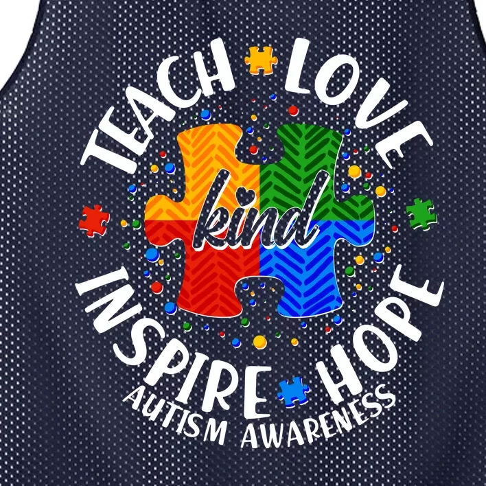 Autism Awareness Be Kind Teach Love Inspire Hope Mesh Reversible Basketball Jersey Tank