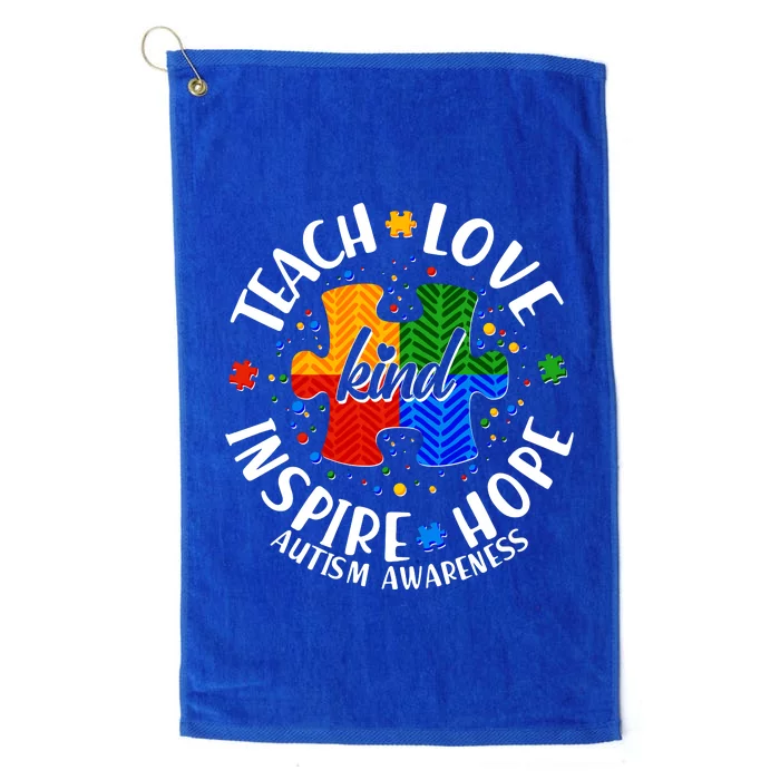 Autism Awareness Be Kind Teach Love Inspire Hope Platinum Collection Golf Towel