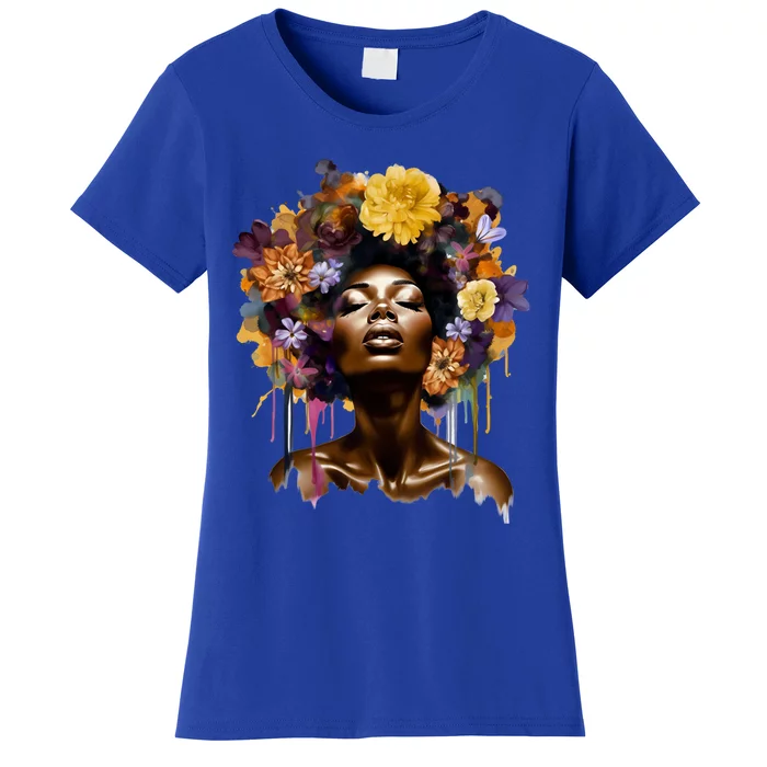 African American Beauty Vibrant Afro Floral Motif Junenth Gift Women's T-Shirt