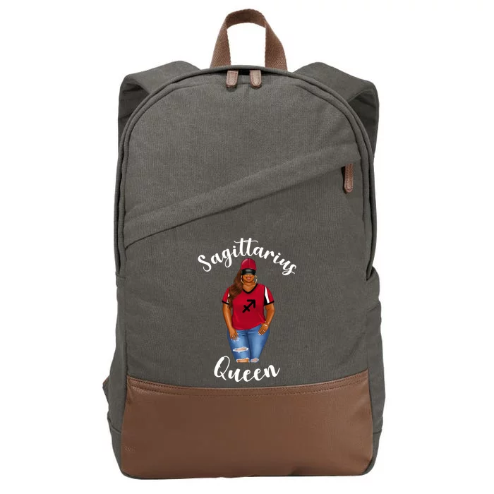 African American Baseball Mom Sagittarius Queen Zodiac Sign Cute Gift Cotton Canvas Backpack